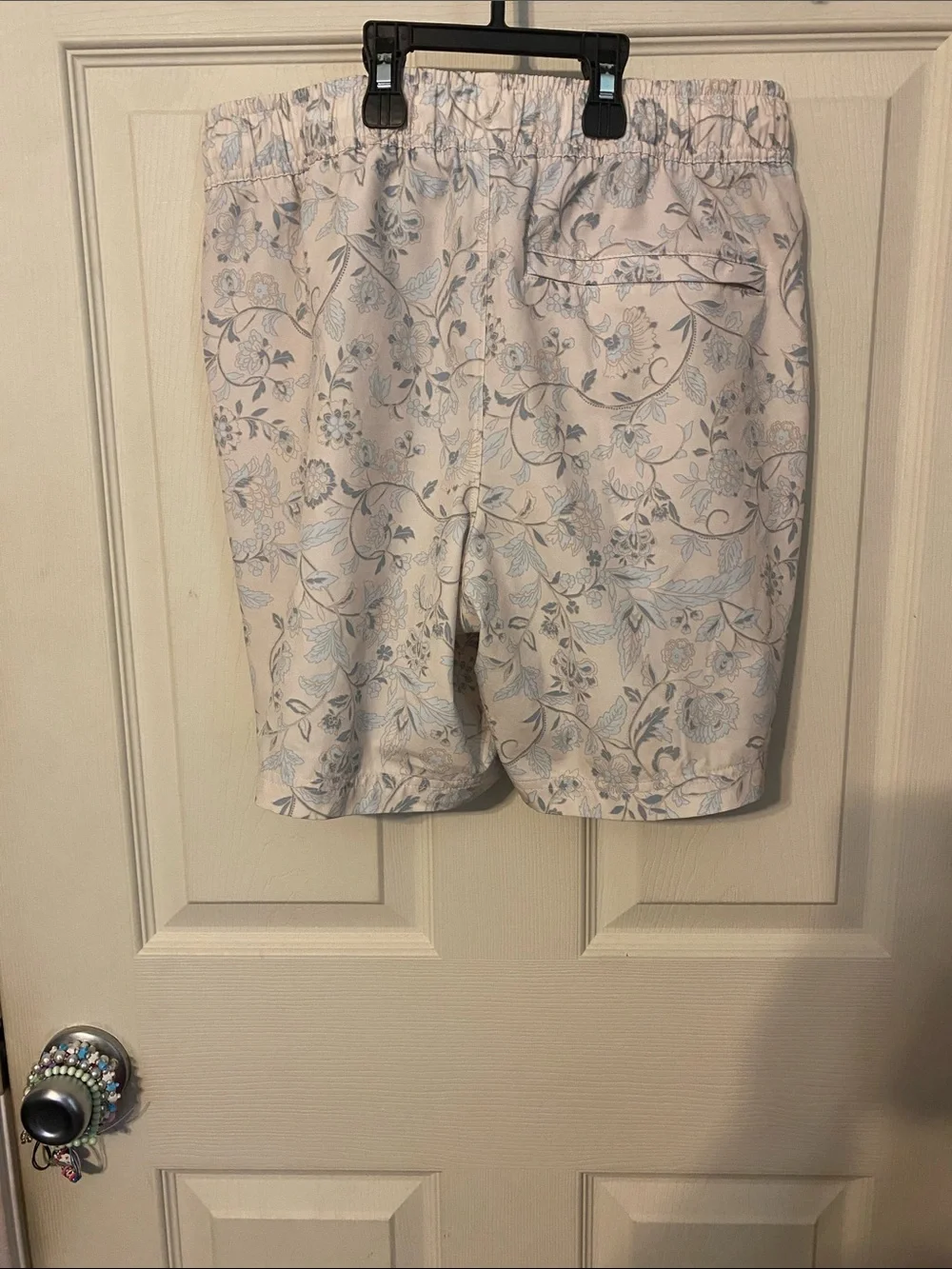 all in motion Cream Drawstring Swimming Shorts with Light Blue Floral Print